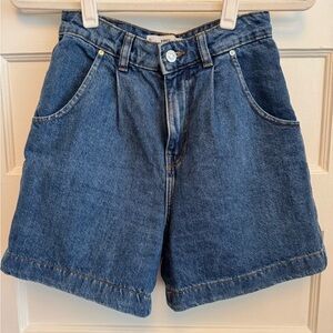 Mango Pleated Denim Shorts